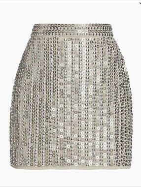 Mac Duggal Silver Sequin Mini Skirt Sz Mediun Nwt Sold Out